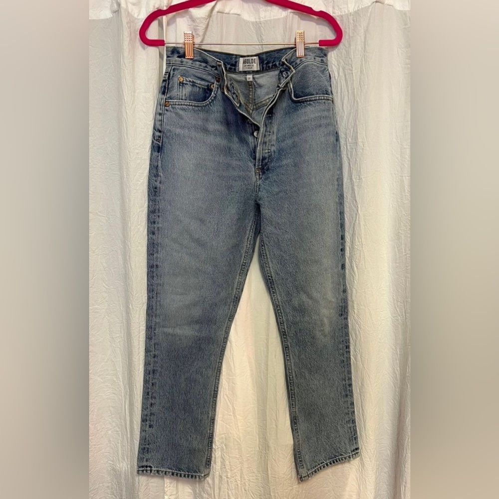 Agolde size 27 run small like 25/26 light wash straight leg jeans